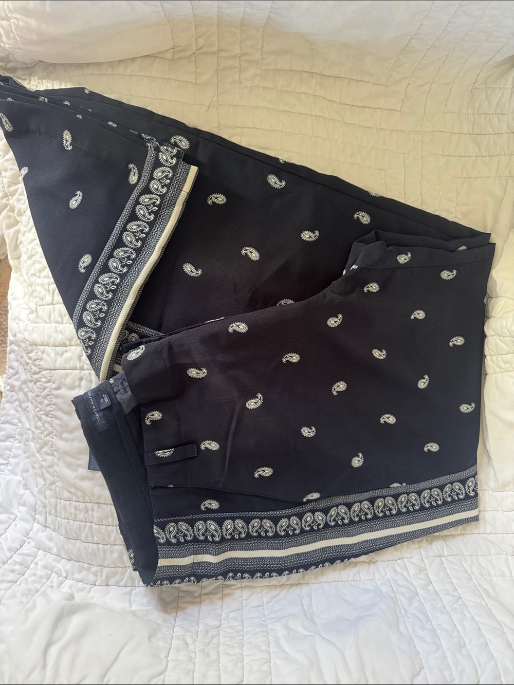 Navy Paisley wide leg trouser..